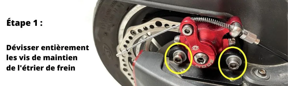 réglage frein à disque desserrer vis maintien étrier trottinette électrique