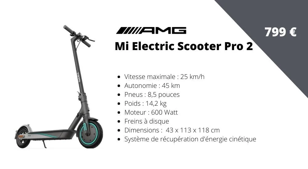 caracteristiques trottinette electrique amg xiaomi pro2 lewis hamilton