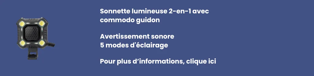 Sonnette lumineuse 2-en-1 avec commodo guidon