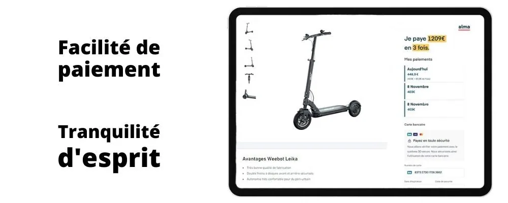 facilité de paiement en plusieurs fois e-volty trottinette électrique