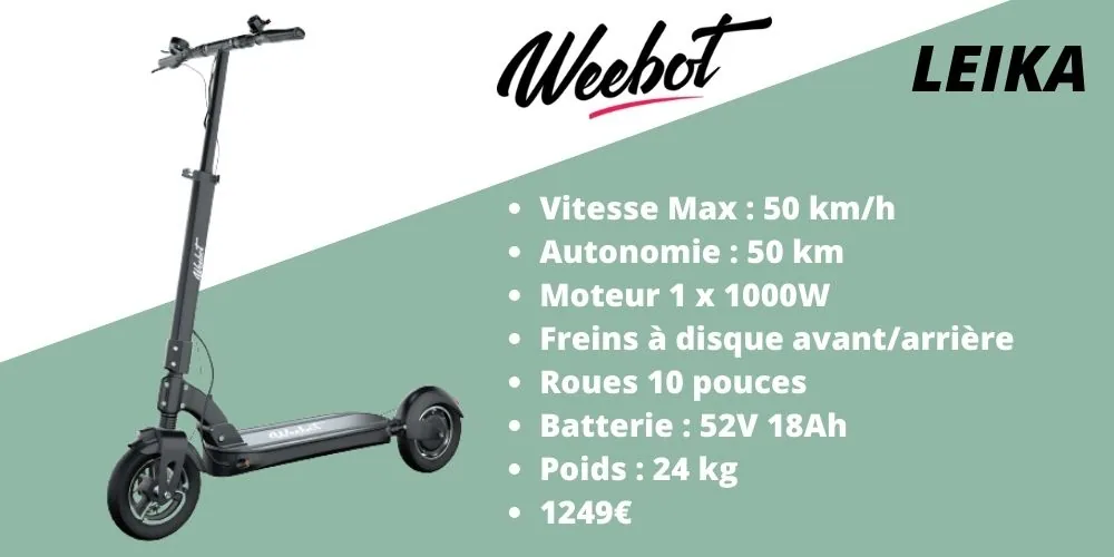 caractéristiques e-volty leika trottinette électrique 1000w