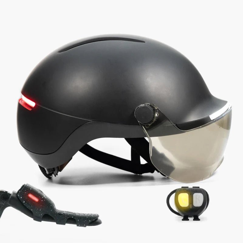 Casque OVERADE LIFE Premium Slate Black Avec Visière et Feu Stop - E-Volty