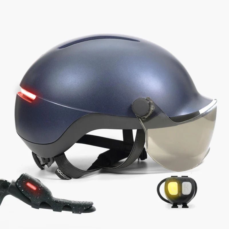 Casque OVERADE LIFE Premium Deep Blue Avec Visière et Feu Stop - E-Volty