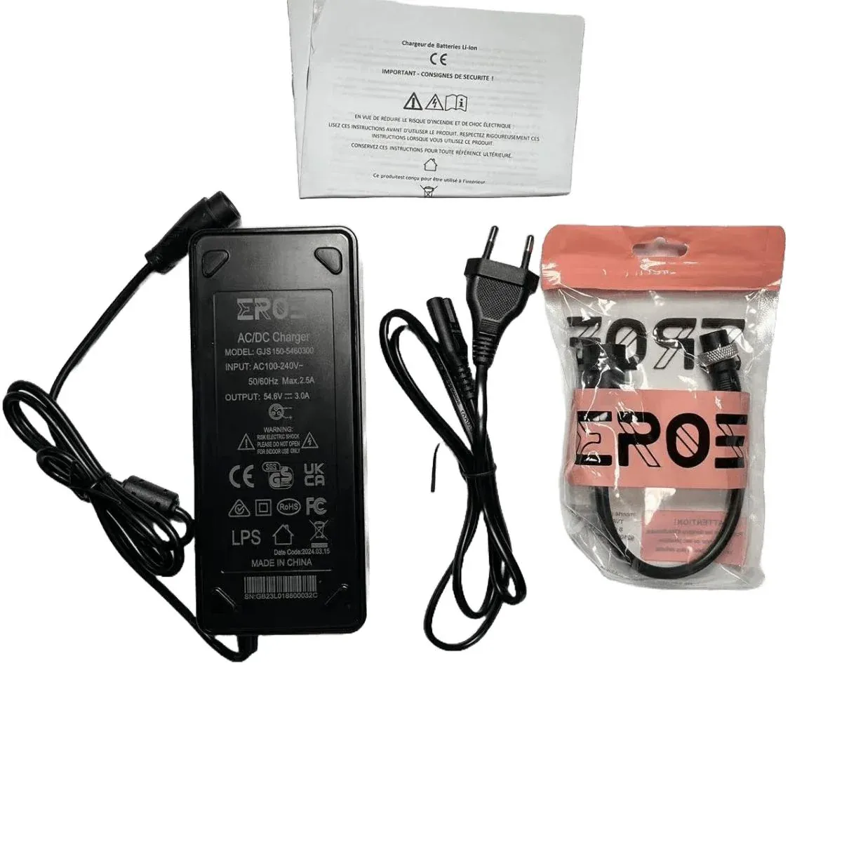 Chargeur Standard Universel de Trottinette Électrique pour Batterie 48V